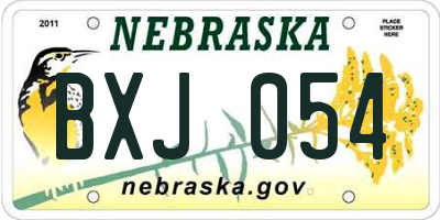NE license plate BXJ054