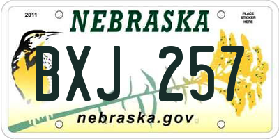 NE license plate BXJ257