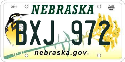 NE license plate BXJ972