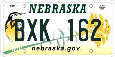 NE license plate BXK162