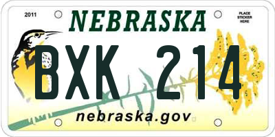 NE license plate BXK214