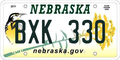 NE license plate BXK330