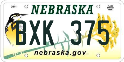 NE license plate BXK375