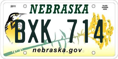 NE license plate BXK714
