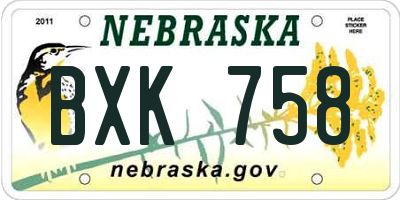 NE license plate BXK758
