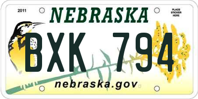 NE license plate BXK794