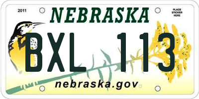NE license plate BXL113