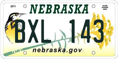 NE license plate BXL143