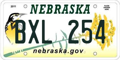 NE license plate BXL254