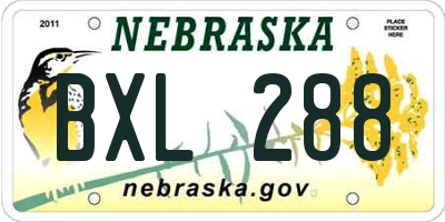 NE license plate BXL288