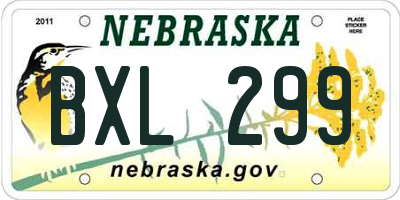 NE license plate BXL299