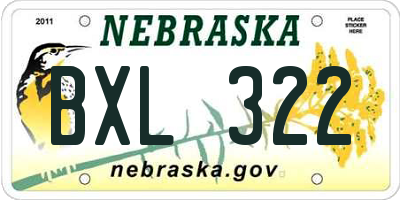 NE license plate BXL322