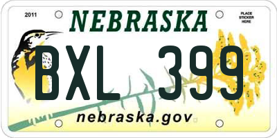NE license plate BXL399