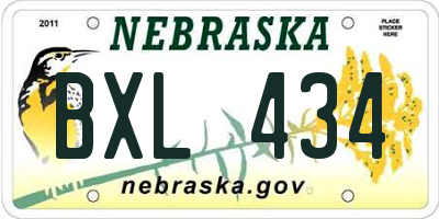 NE license plate BXL434
