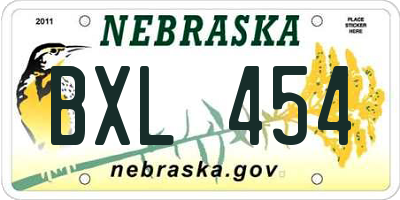 NE license plate BXL454