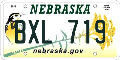 NE license plate BXL719