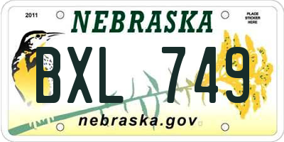 NE license plate BXL749