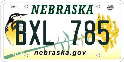 NE license plate BXL785