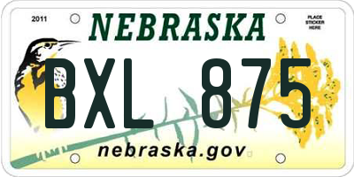 NE license plate BXL875