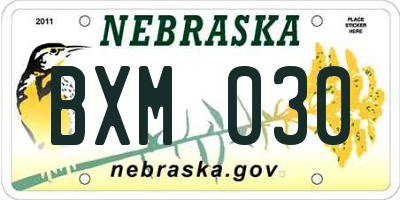NE license plate BXM030