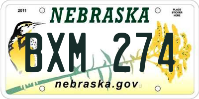 NE license plate BXM274