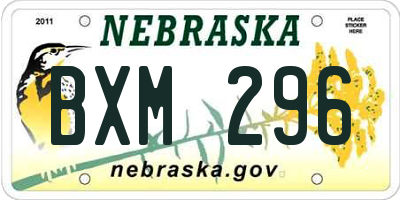 NE license plate BXM296