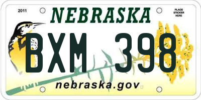 NE license plate BXM398
