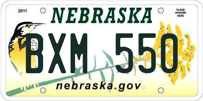 NE license plate BXM550