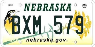 NE license plate BXM579