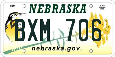 NE license plate BXM706
