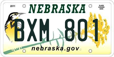 NE license plate BXM801