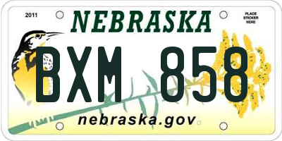 NE license plate BXM858