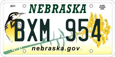 NE license plate BXM954