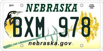 NE license plate BXM978