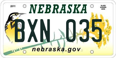 NE license plate BXN035