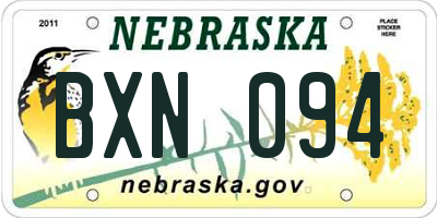 NE license plate BXN094