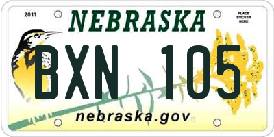 NE license plate BXN105