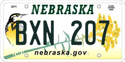 NE license plate BXN207