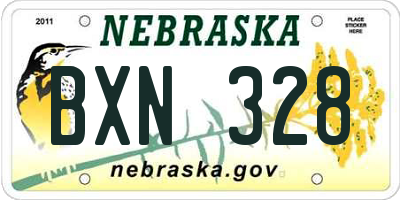 NE license plate BXN328