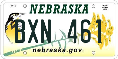 NE license plate BXN461