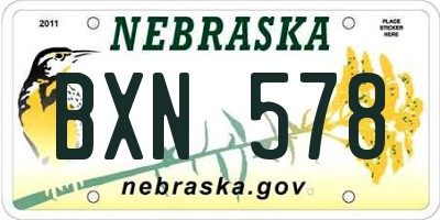 NE license plate BXN578