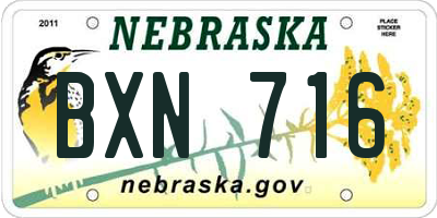 NE license plate BXN716