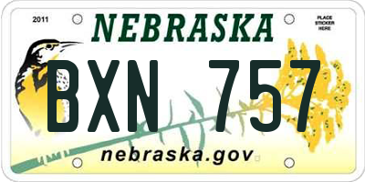 NE license plate BXN757