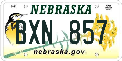 NE license plate BXN857