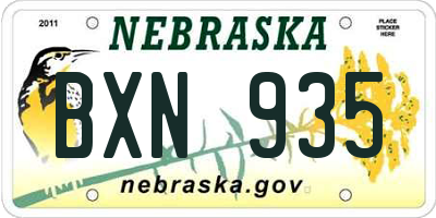 NE license plate BXN935