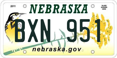 NE license plate BXN951