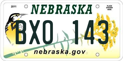 NE license plate BXO143