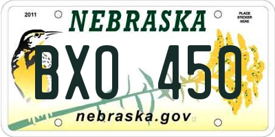 NE license plate BXO450