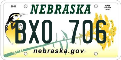 NE license plate BXO706