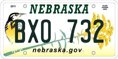 NE license plate BXO732